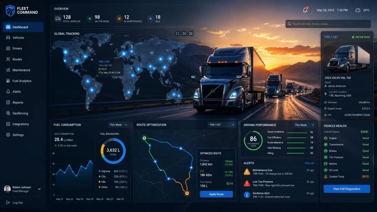 waq fleet management software dashboard